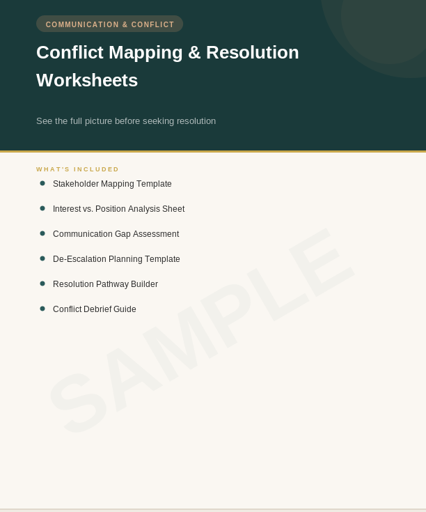 Conflict Mapping & Resolution Worksheets